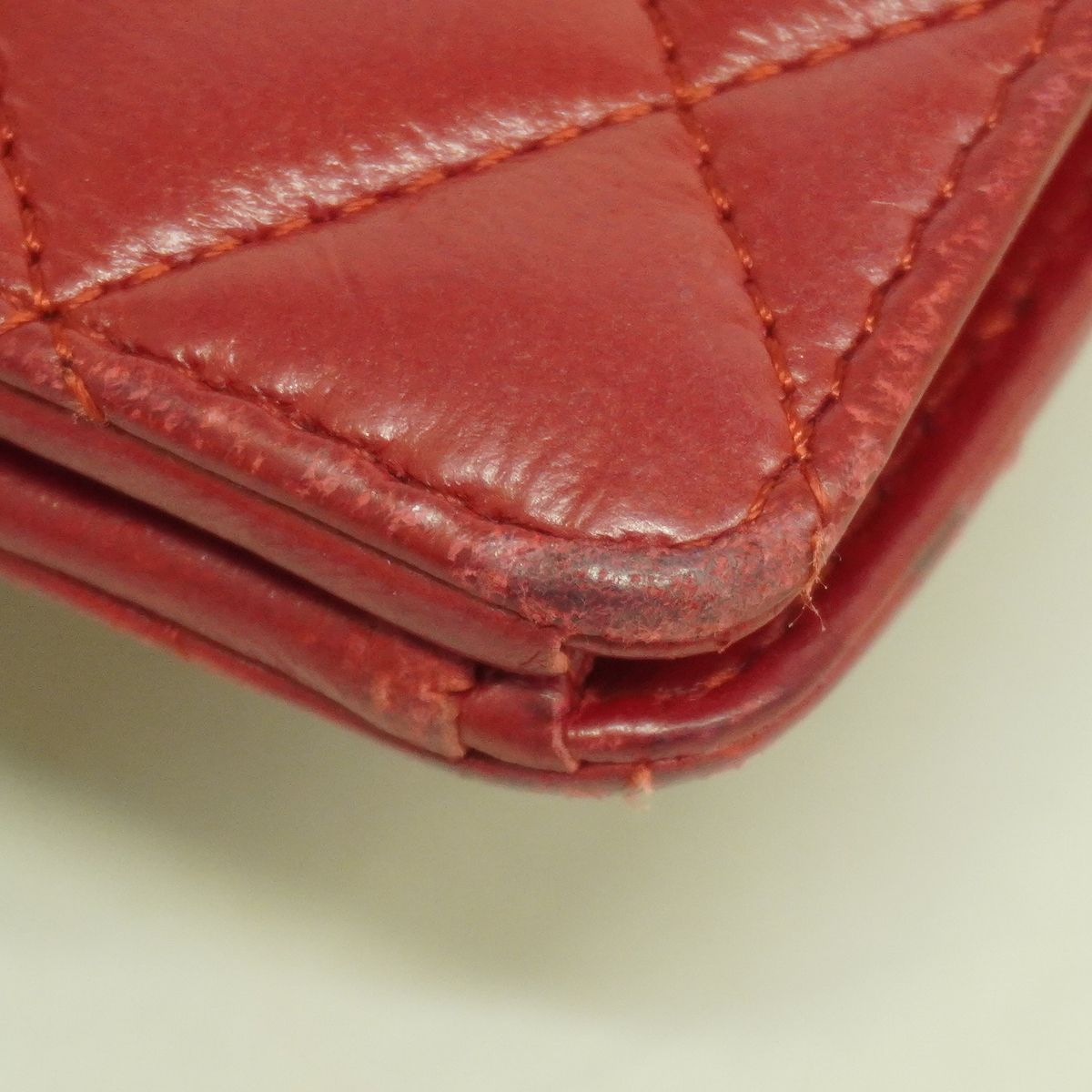 Chanel Wallet Quilted Lambskin Red Silver — view 6