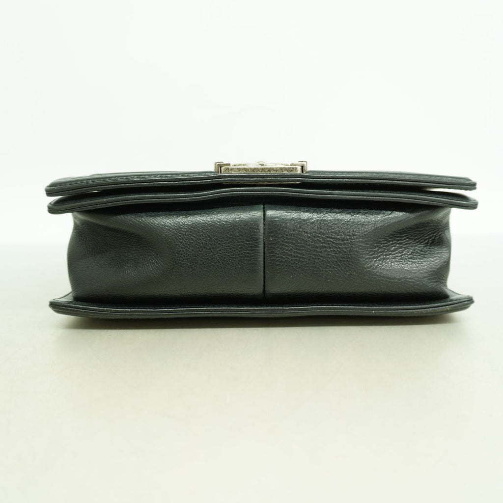 Chanel Shoulder Bag Boy Wild Stitch Leather Black Silver — view 3