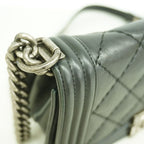 Chanel Shoulder Bag Boy Wild Stitch Leather Black Silver — view 8