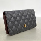 Chanel Wallet Quilted Caviar Leather Black Gold — view 2