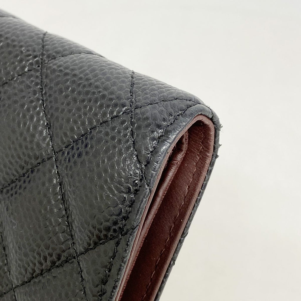 Chanel Wallet Quilted Caviar Leather Black Gold — view 5