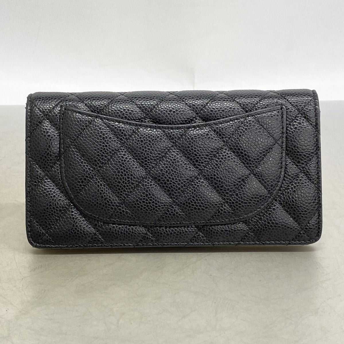 Chanel Wallet Quilted Caviar Leather Black Gold — view 8