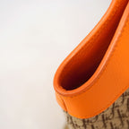 Dior Handbag Trotter Street Chic Canvas Leather Brown Orange Silver — view 7
