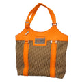 Dior Handbag Trotter Street Chic Canvas Leather Brown Orange Silver