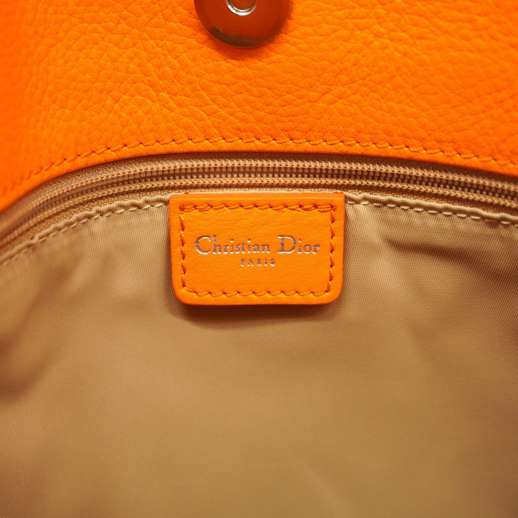 Dior Handbag Trotter Street Chic Canvas Leather Brown Orange Silver — view 5
