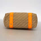 Dior Handbag Trotter Street Chic Canvas Leather Brown Orange Silver — view 3