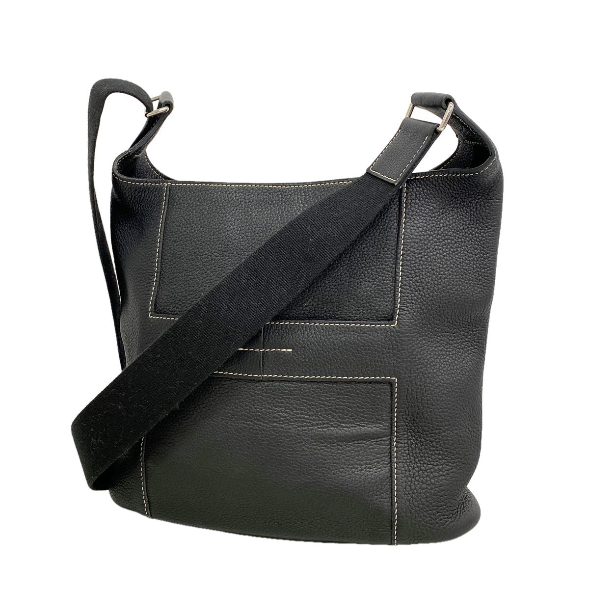 Hermes Shoulder Bag News PM Taurillon Clemence Black Silver