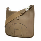 Hermes Shoulder Bag Evelyne Taurillon Clemence Etoupe Silver