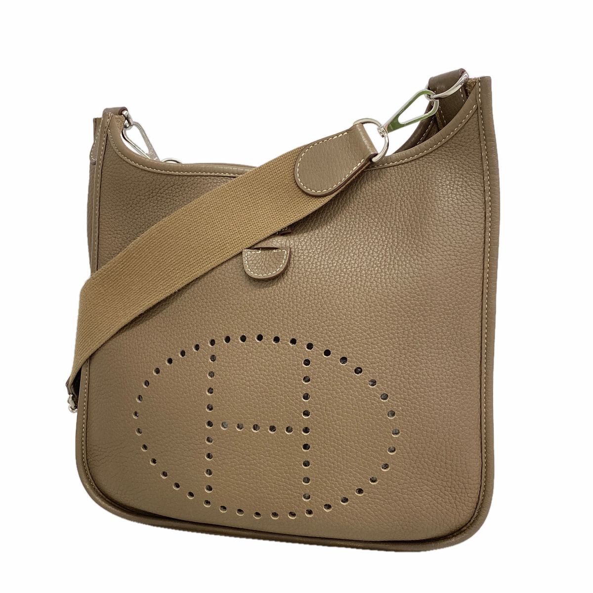 Hermes Shoulder Bag Evelyne Taurillon Clemence Etoupe Silver