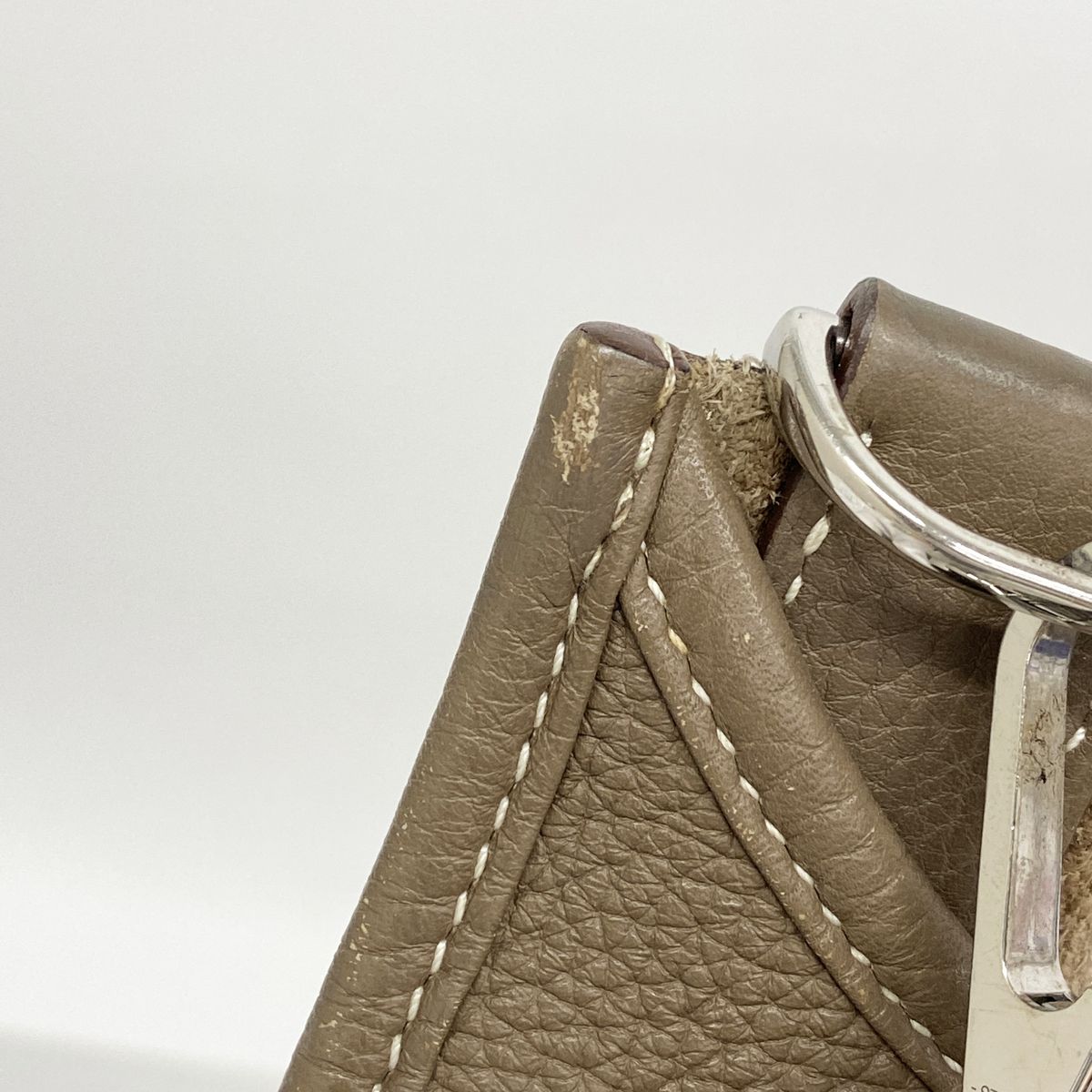 Hermes Shoulder Bag Evelyne Taurillon Clemence Etoupe Silver — view 7