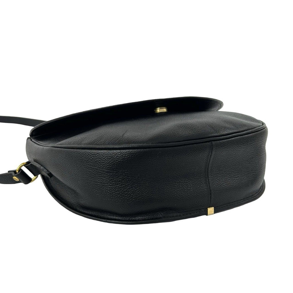 Saint Laurent Vintage YSL Logo Stitch Leather Shoulder Bag Black — view 7