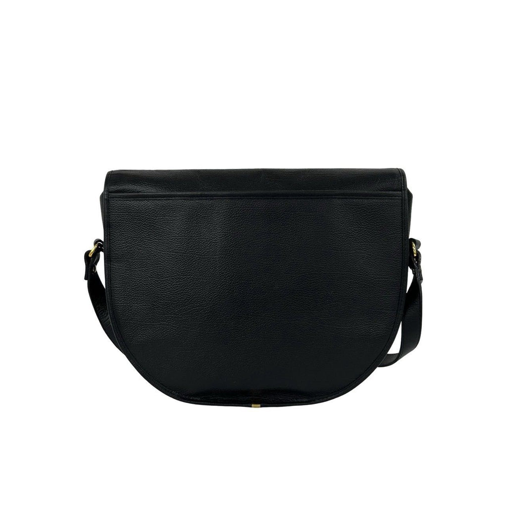 Saint Laurent Vintage YSL Logo Stitch Leather Shoulder Bag Black — view 3