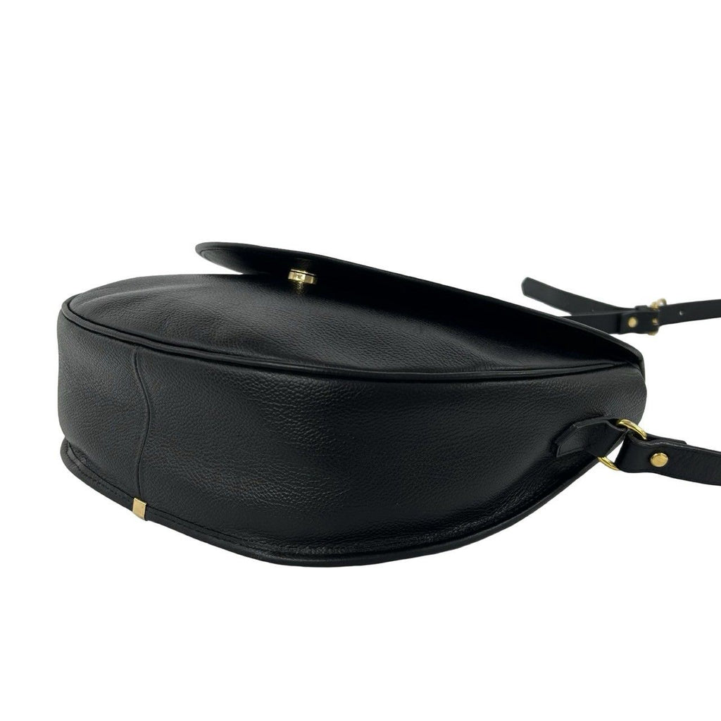 Saint Laurent Vintage YSL Logo Stitch Leather Shoulder Bag Black — view 8