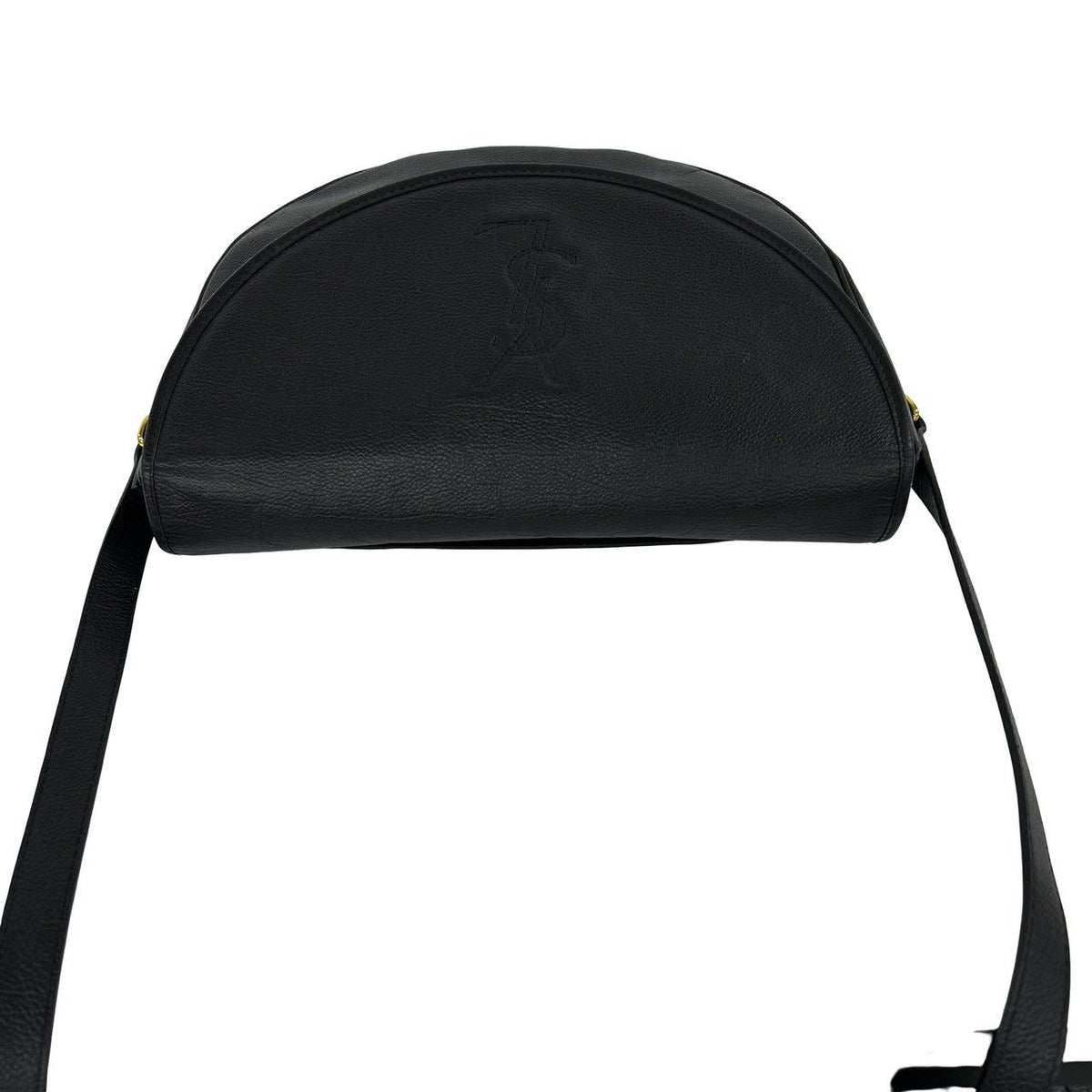 Saint Laurent Vintage YSL Logo Stitch Leather Shoulder Bag Black — view 4