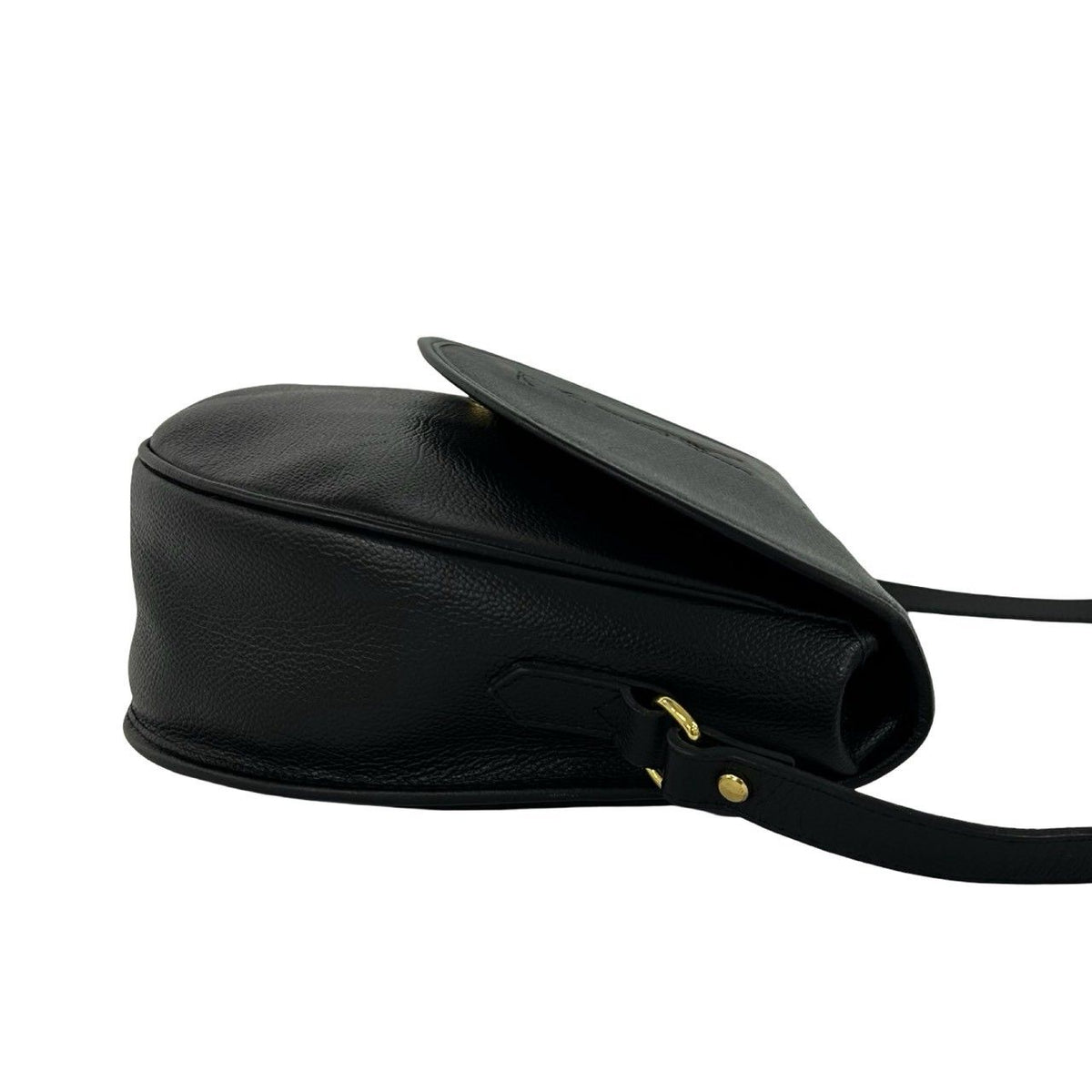 Saint Laurent Vintage YSL Logo Stitch Leather Shoulder Bag Black — view 6