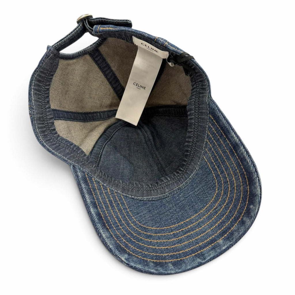 Celine Cotton 100% Logo Embroidery Hat Denim Cap Indigo — view 5