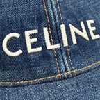 Celine Cotton 100% Logo Embroidery Hat Denim Cap Indigo — view 6