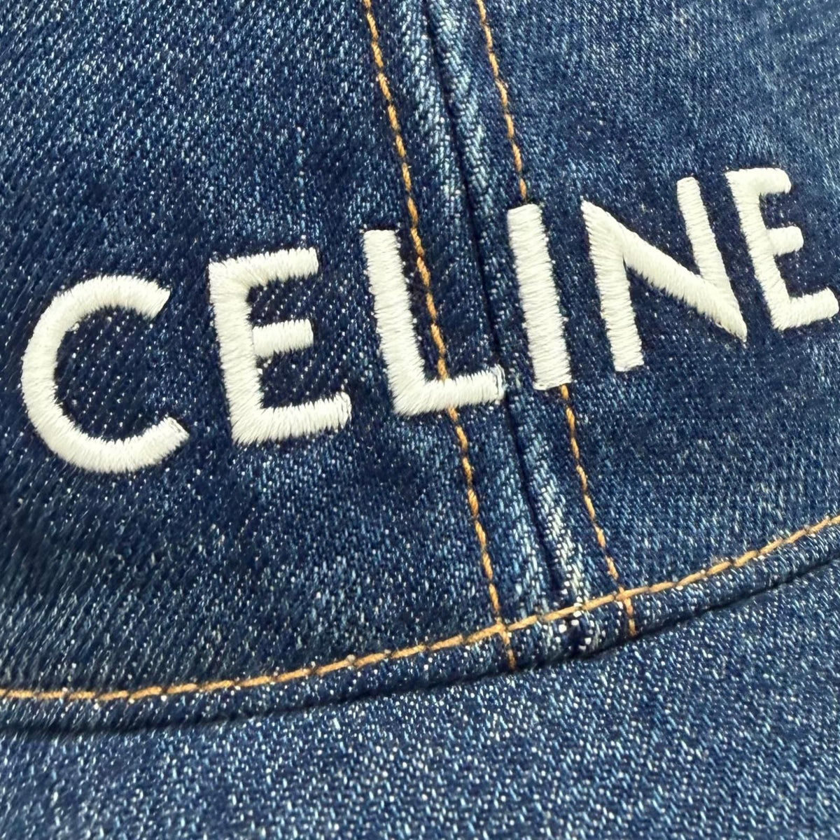 Celine Cotton 100% Logo Embroidery Hat Denim Cap Indigo — view 6