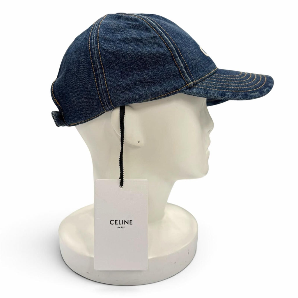Celine Cotton 100% Logo Embroidery Hat Denim Cap Indigo — view 4
