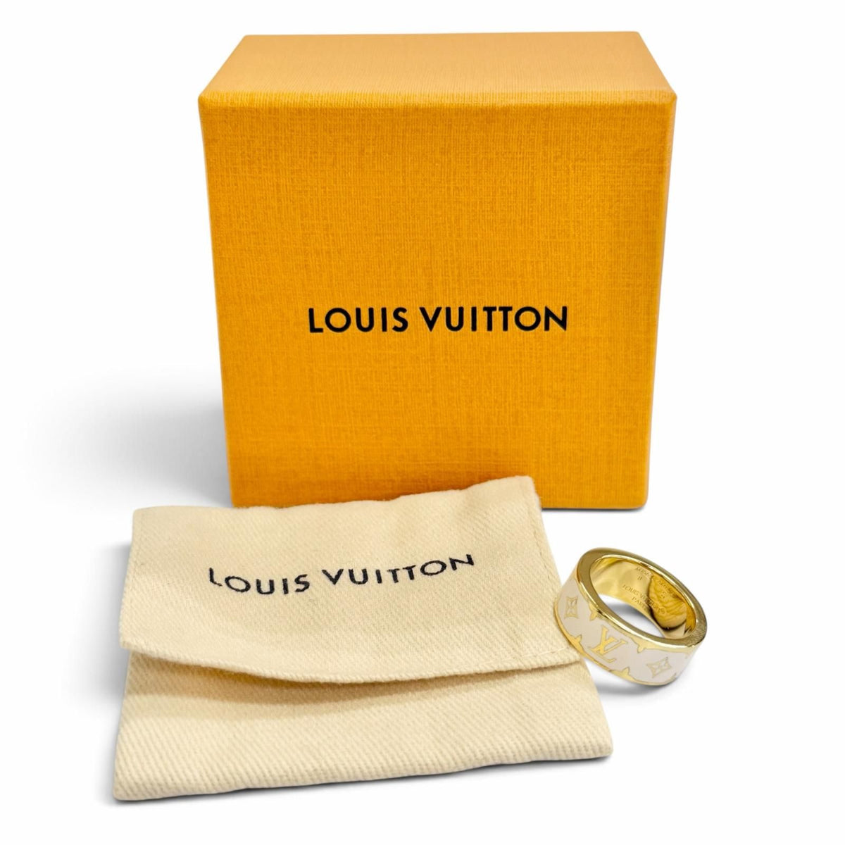 Louis Vuitton Flight Mode Ring Nano Glam Enamel Blanc Monogram Flower — view 2
