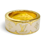 Louis Vuitton Flight Mode Ring Nano Glam Enamel Blanc Monogram Flower
