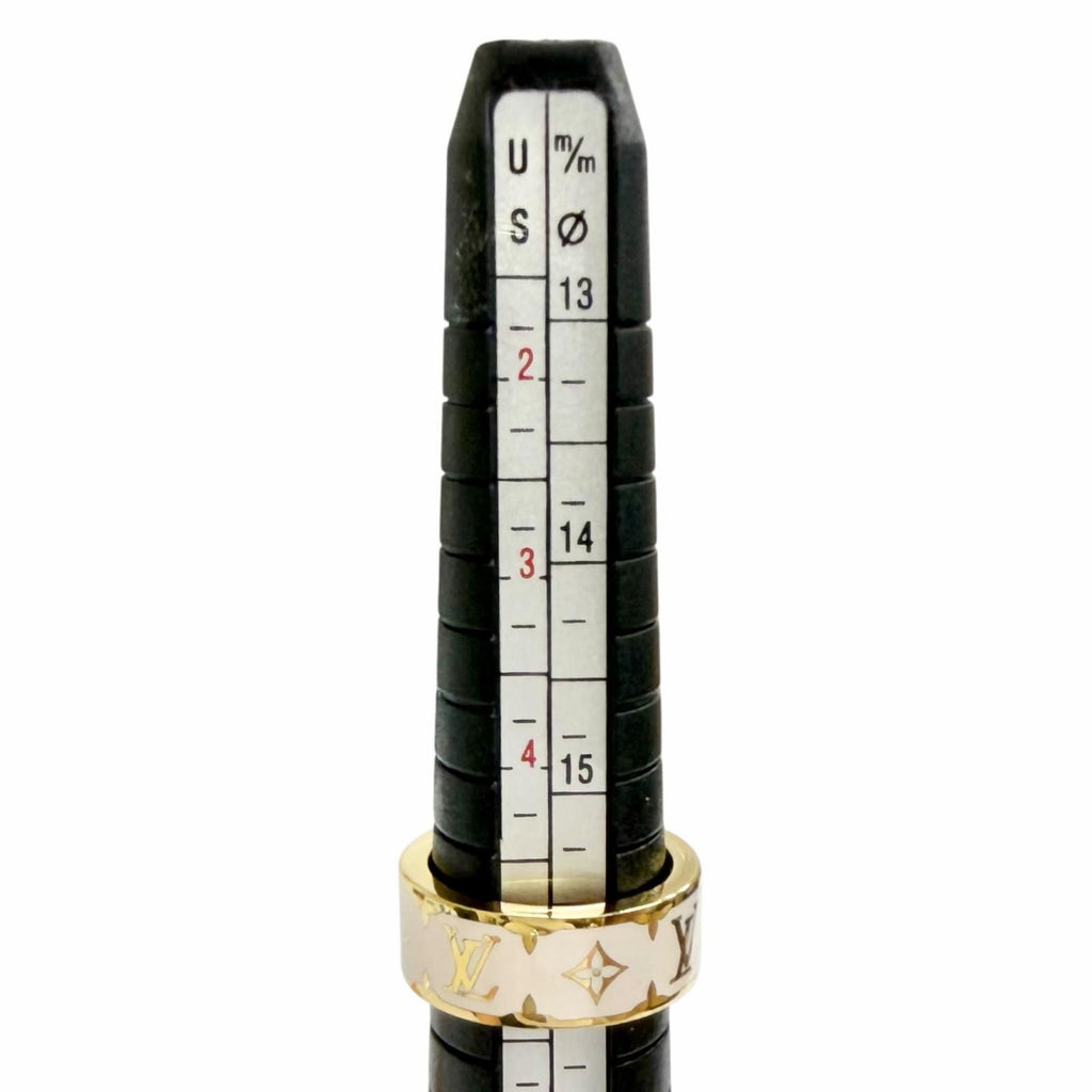 Louis Vuitton Flight Mode Ring Nano Glam Enamel Blanc Monogram Flower — view 7