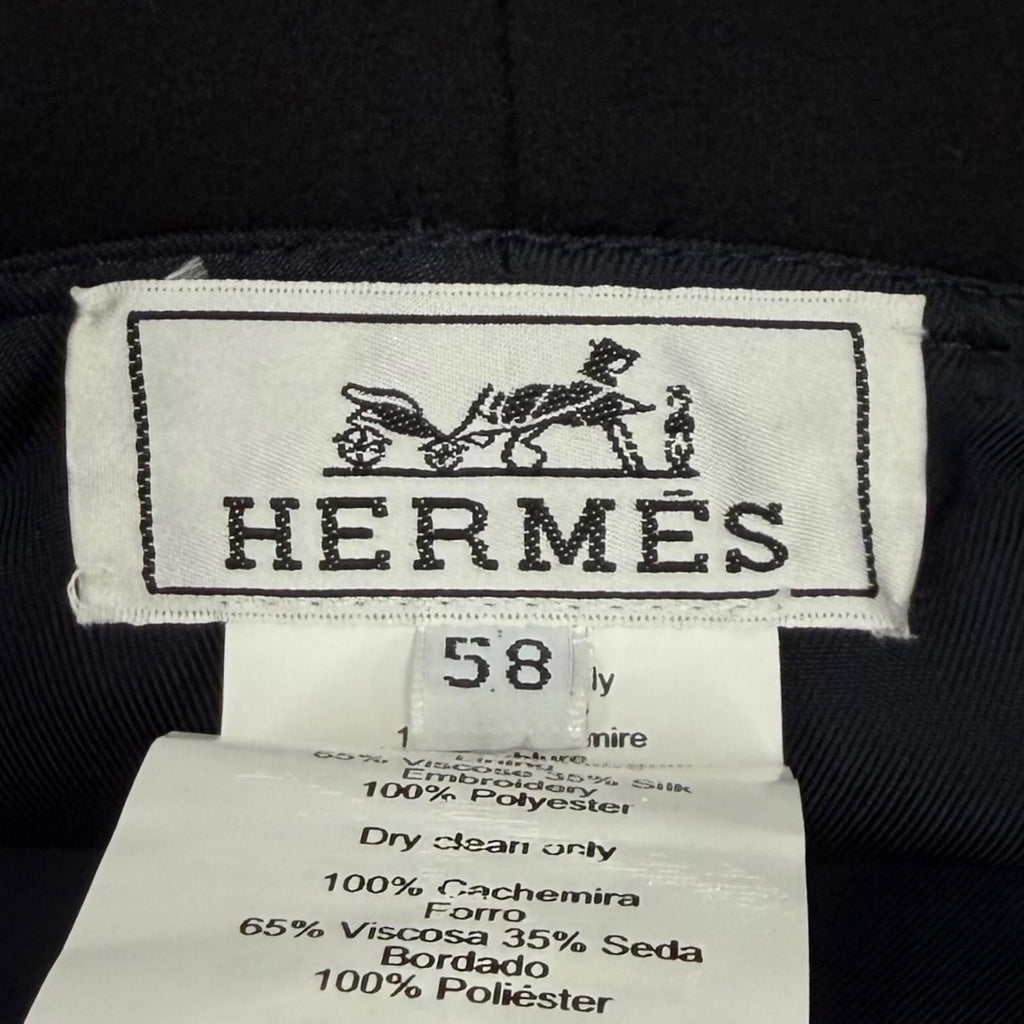 Hermes Bob Debbie Charm's Cashmere 100% Bucket Hat Black 58 — view 8