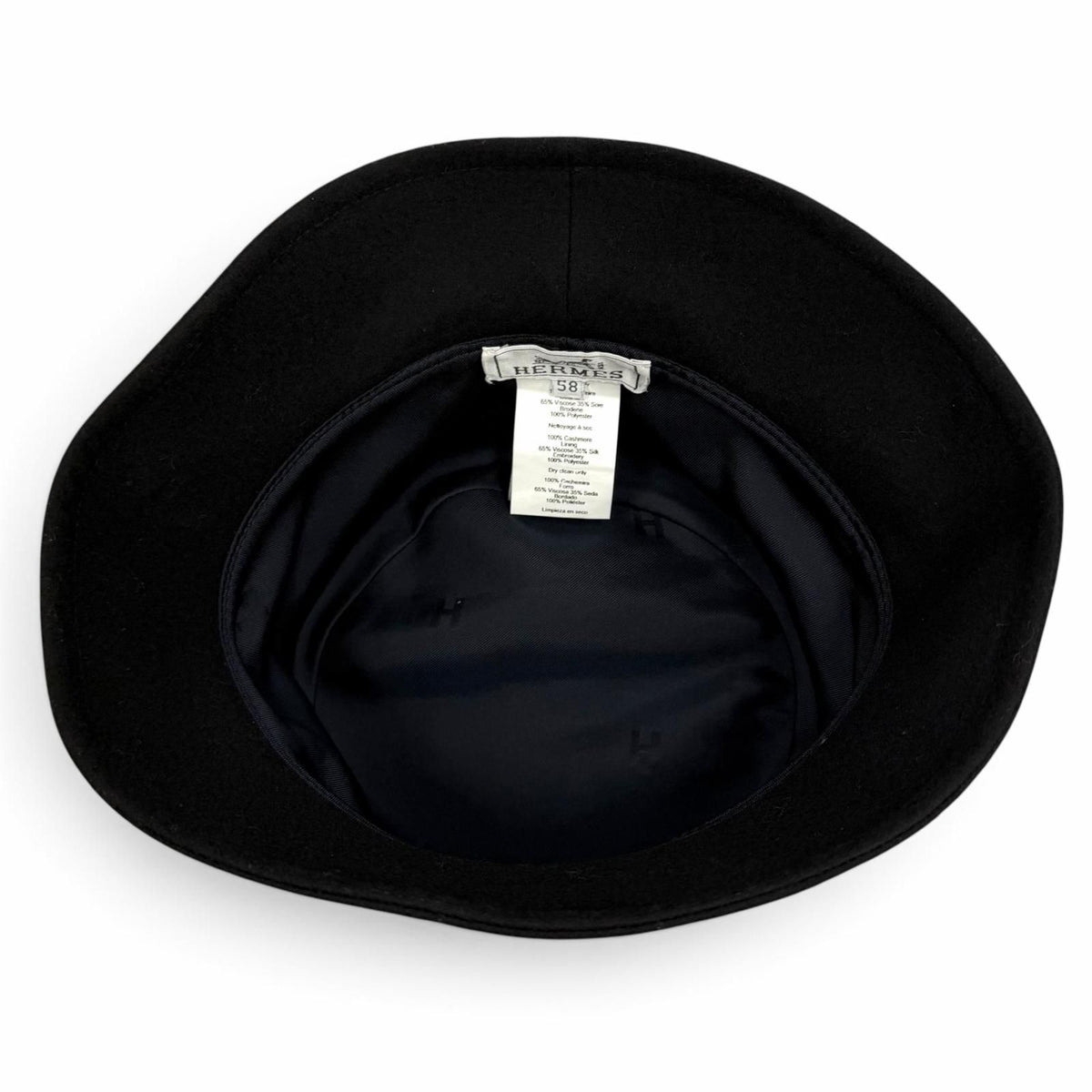 Hermes Bob Debbie Charm's Cashmere 100% Bucket Hat Black 58 — view 5