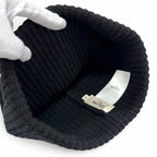 Celine Wool 100% C Logo Knit Cap Beanie Black White Hat — view 5