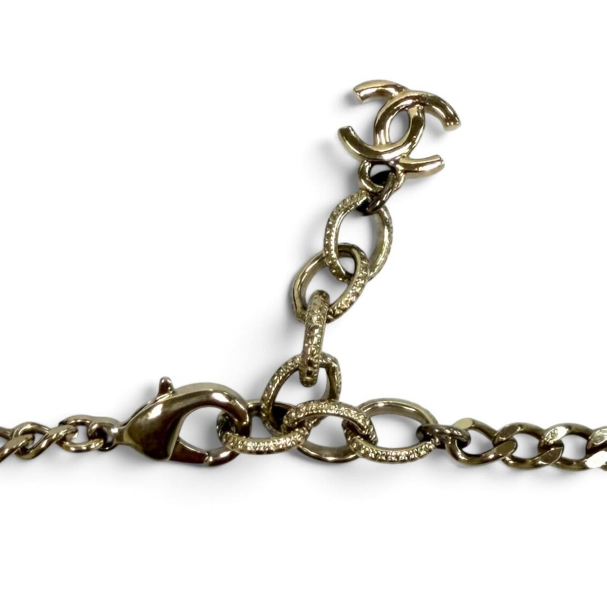 Chanel CC Logo Rhinestone Chain Pendant Gold Black — view 7