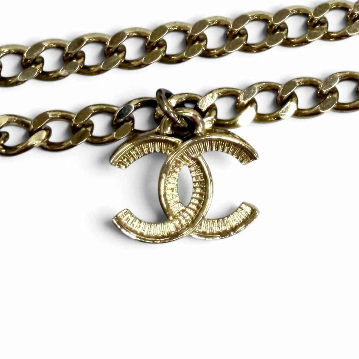Chanel CC Logo Rhinestone Chain Pendant Gold Black — view 6
