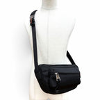 Gucci Web Line Nylon Leather Embossed Logo Shoulder Bag Black — view 2