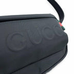 Gucci Web Line Nylon Leather Embossed Logo Shoulder Bag Black — view 8