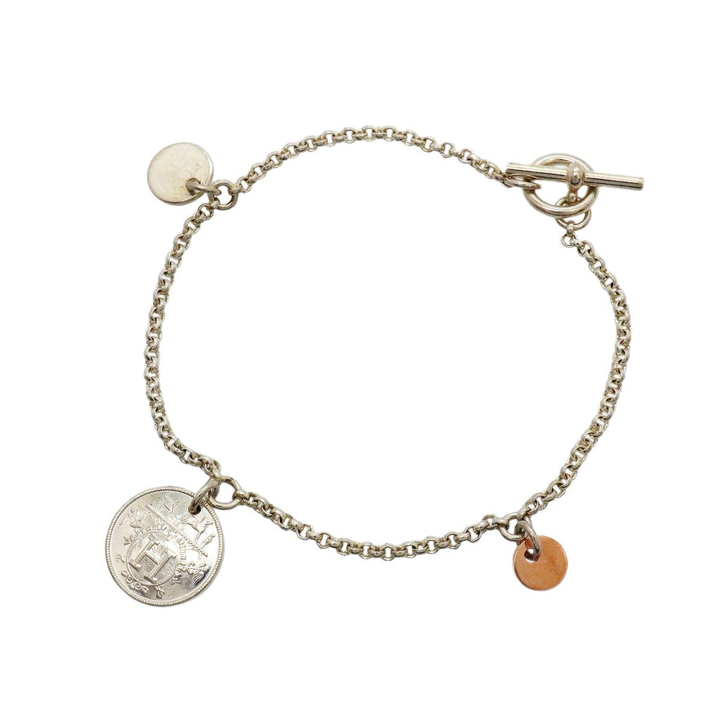 Hermes Bracelet Ex-Libris PM 18k Pink Gold 925 Sterling Silver