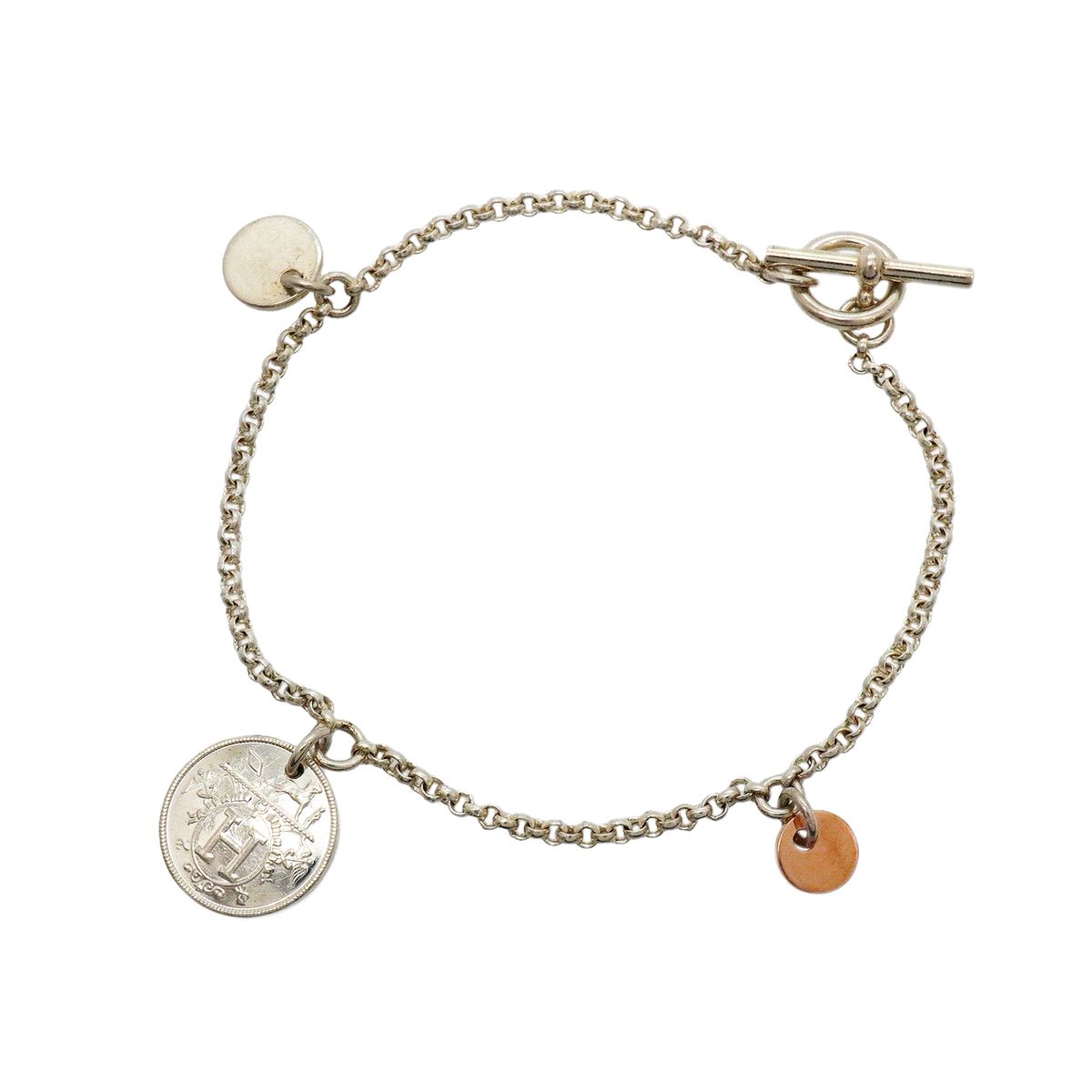 Hermes Bracelet Ex-Libris PM 18k Pink Gold 925 Sterling Silver