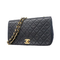 Chanel Shoulder Bag Quilted Lambskin Navy Gold