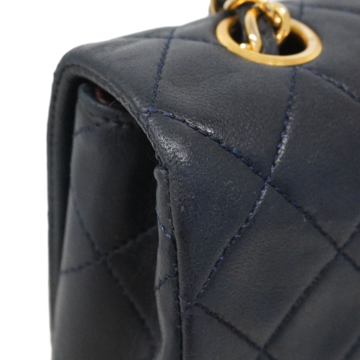 Chanel Shoulder Bag Quilted Lambskin Navy Gold — view 6