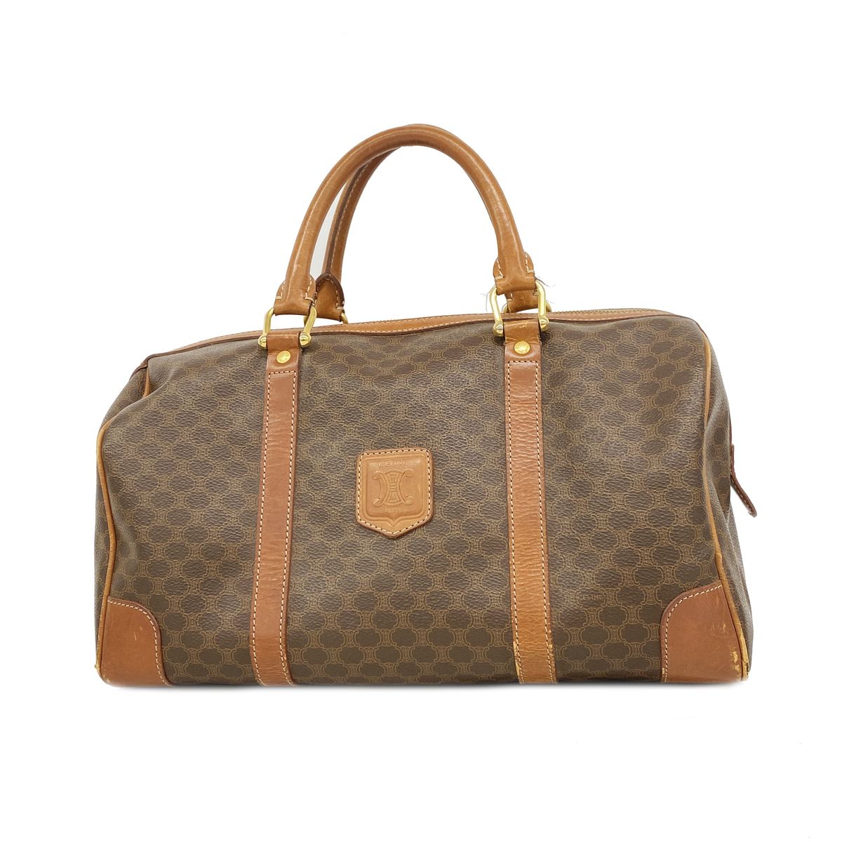 Celine Handbag Macadam Brown Gold