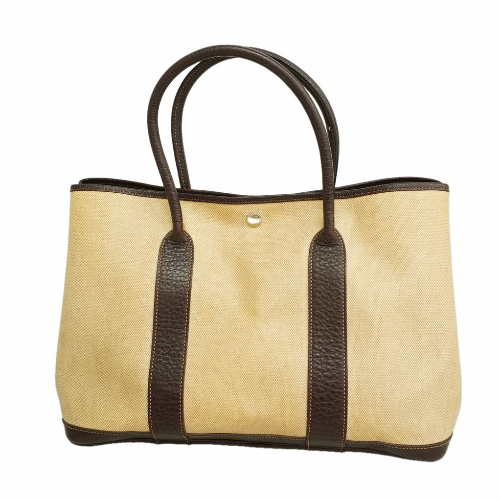 Hermes Tote Bag Garden Party PM Toile H Brown Silver