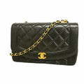 Chanel Shoulder Bag Diana Lambskin Black Gold