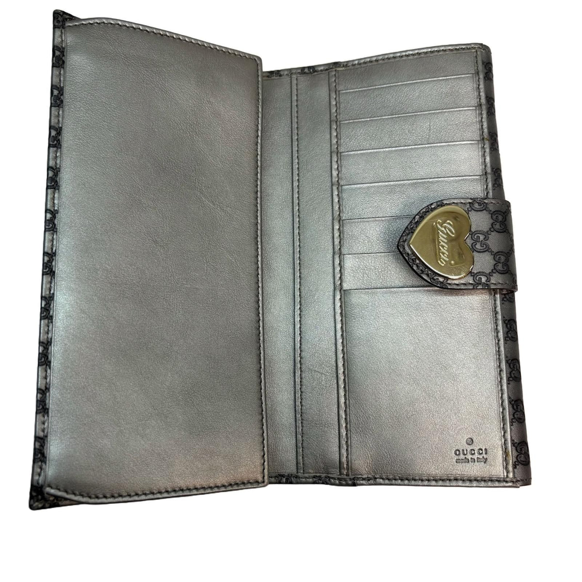 Gucci Lovely Heart Micro Guccissima Snap Wallet Silver Calfskin — view 3