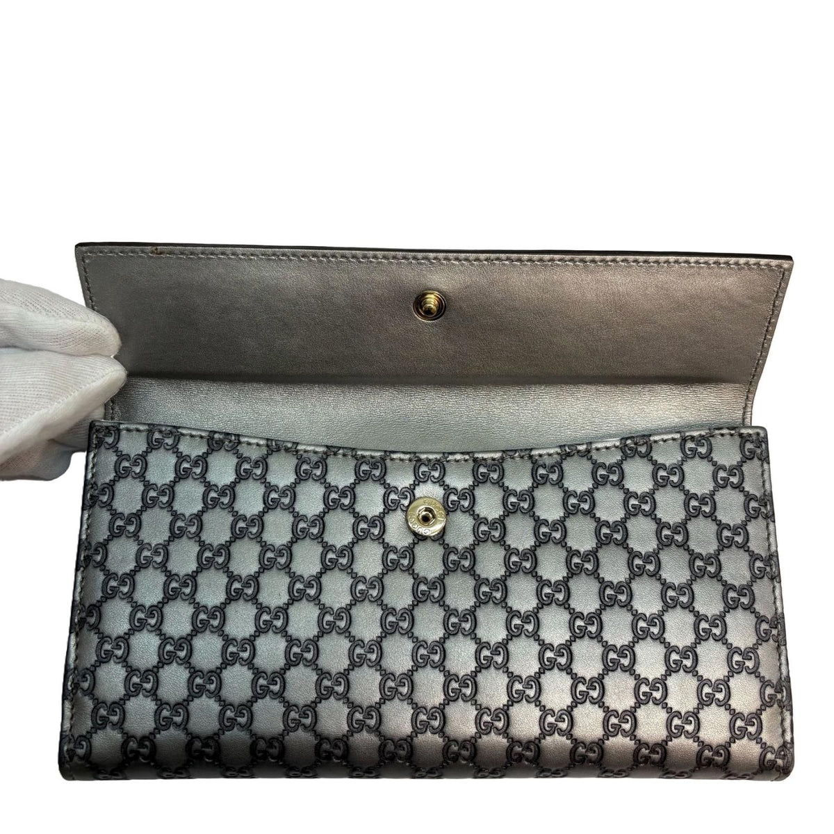 Gucci Lovely Heart Micro Guccissima Snap Wallet Silver Calfskin — view 4
