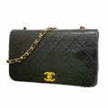 Chanel Shoulder Bag Quilted Lambskin Black Gold