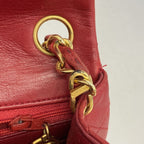 Chanel Shoulder Bag Mini Quilted Lambskin Red Gold — view 7