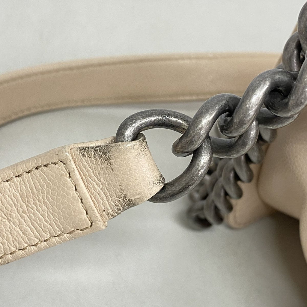 Chanel Shoulder Bag Boy Chevron Caviar Leather Beige Silver — view 7