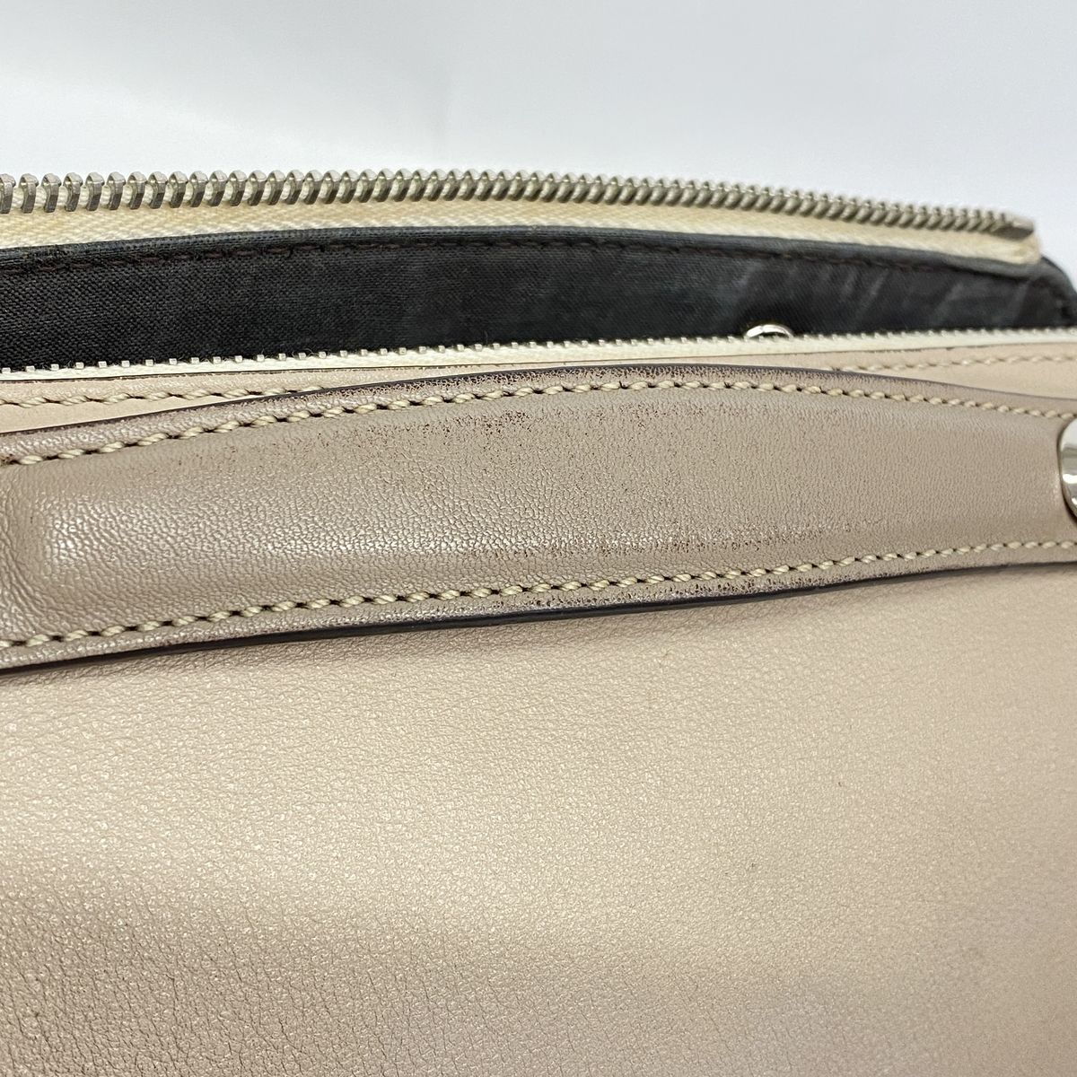 Fendi Handbag by the Way Leather Beige White Silver 2-Way Bag — view 8