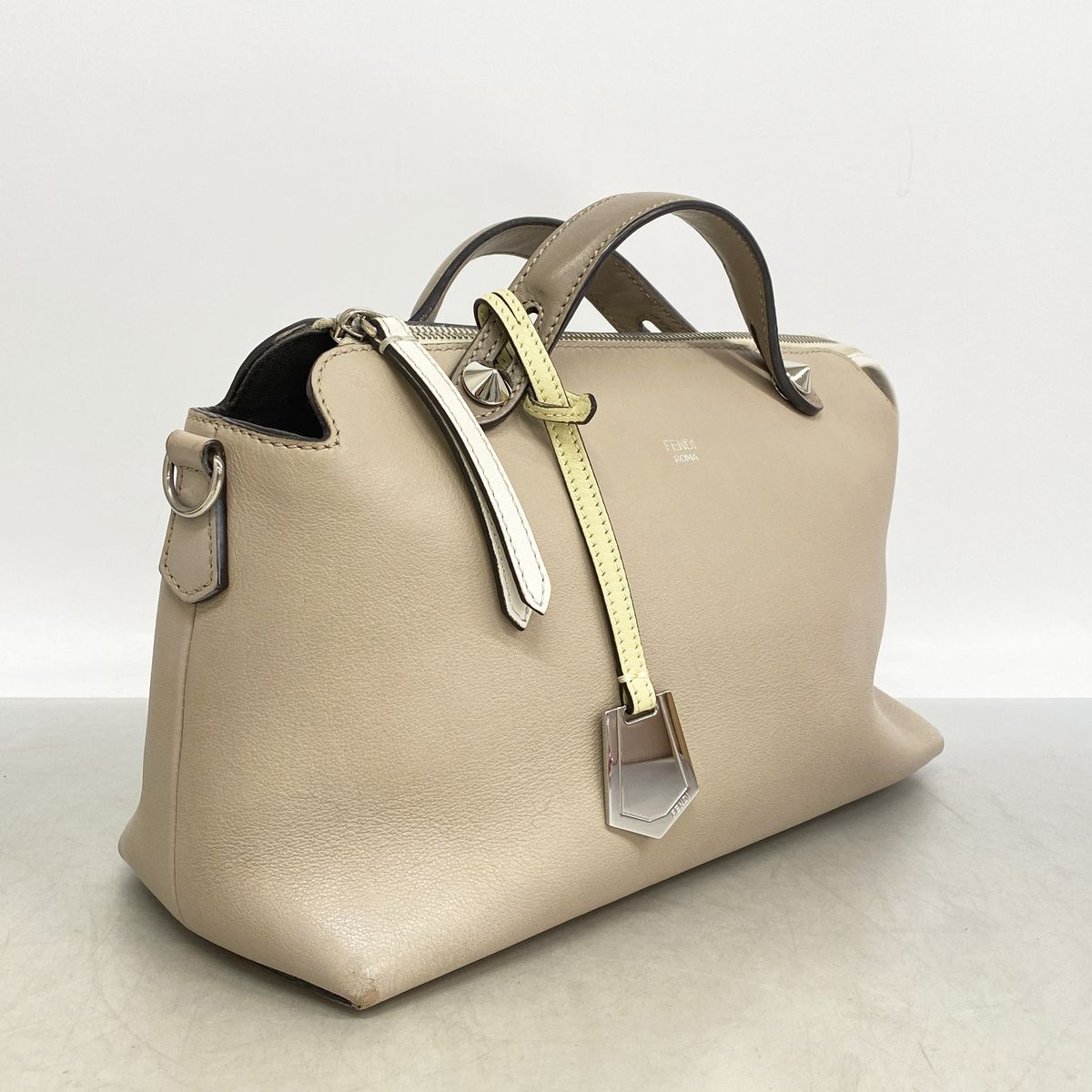 Fendi Handbag by the Way Leather Beige White Silver 2-Way Bag — view 2