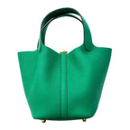 Hermes Handbag Picotin Lock PM Taurillon Clemence Vert Jade Gold — view 6