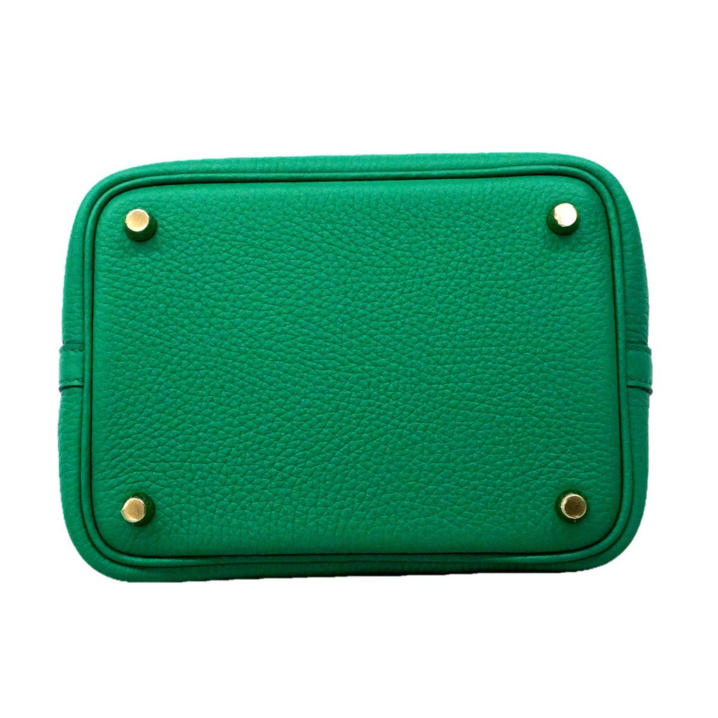 Hermes Handbag Picotin Lock PM Taurillon Clemence Vert Jade Gold — view 3