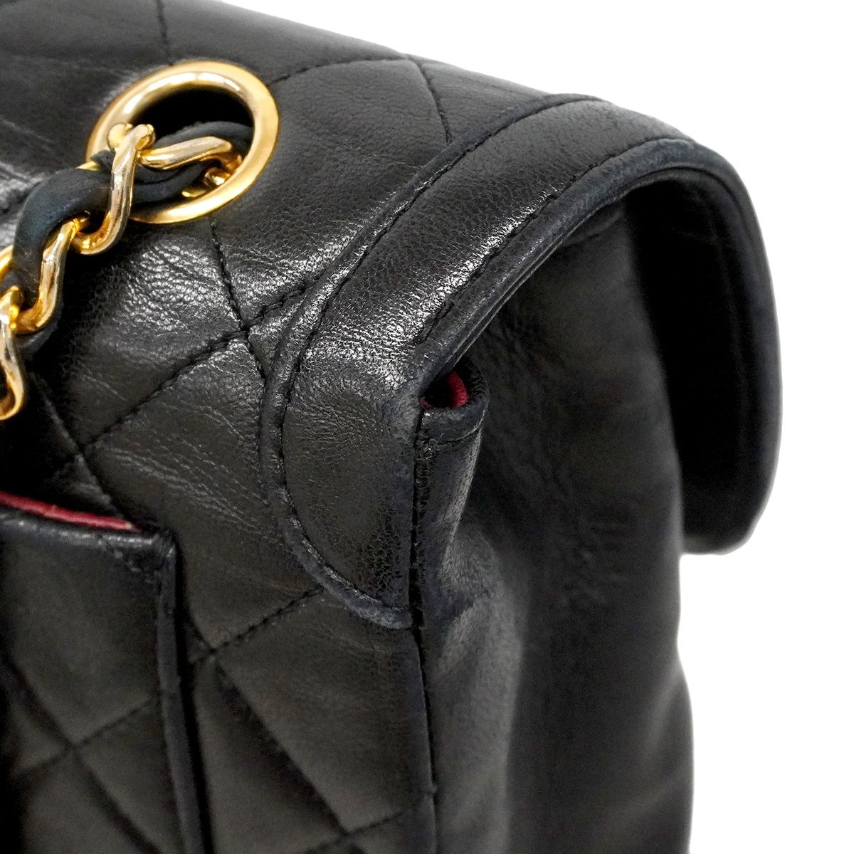 Chanel Shoulder Bag Quilted Lambskin Black Gold — view 8